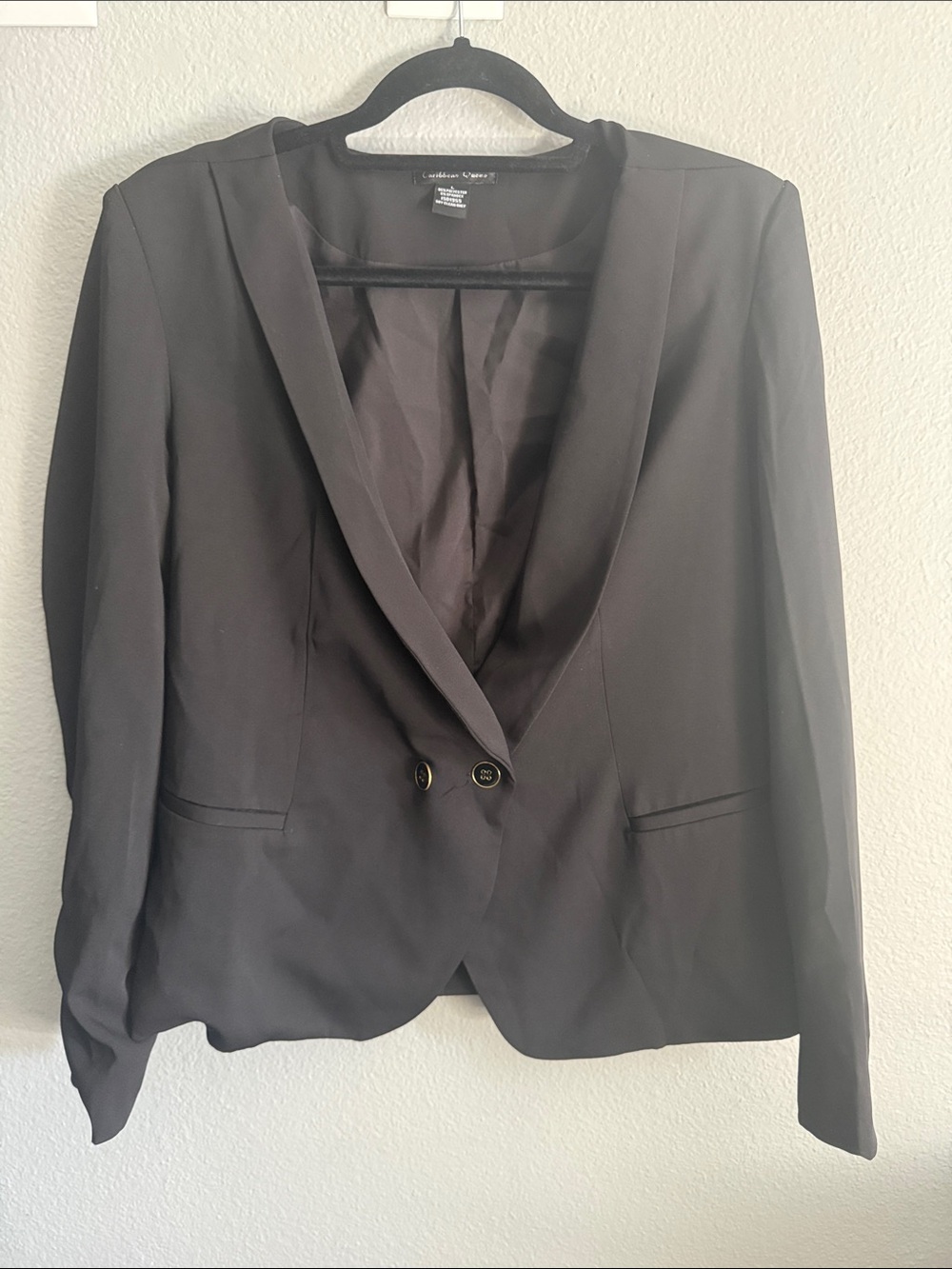 Caribbean Queen Black Shawl Collar Blazer Size L